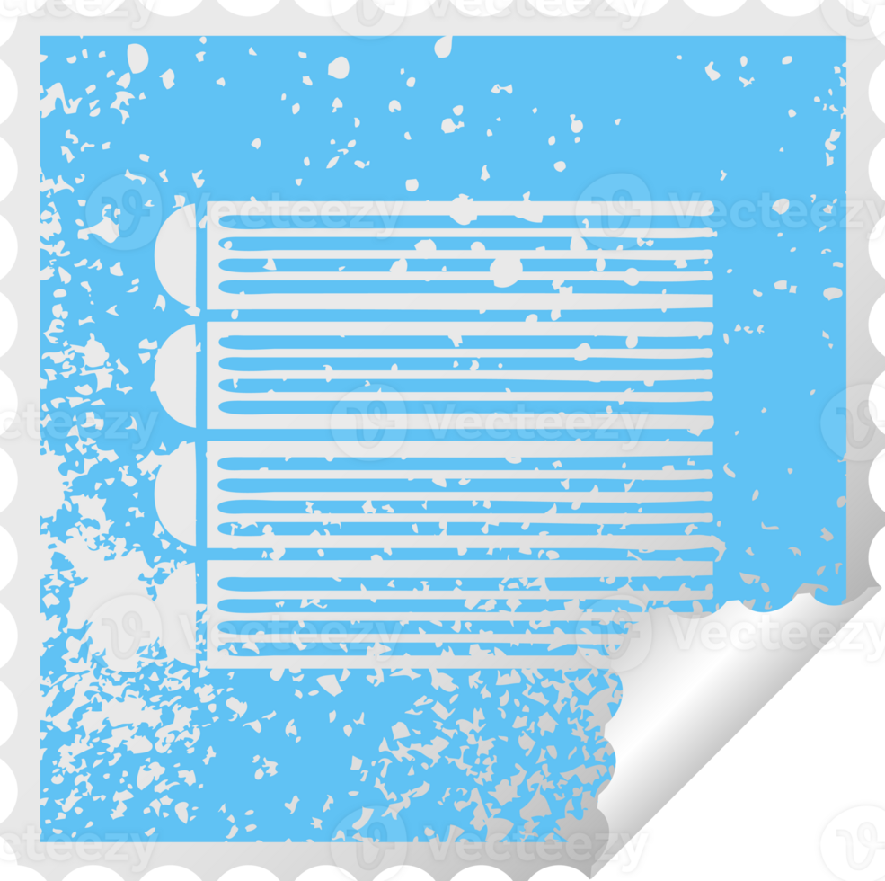 distressed square peeling sticker symbol of a stack of books png