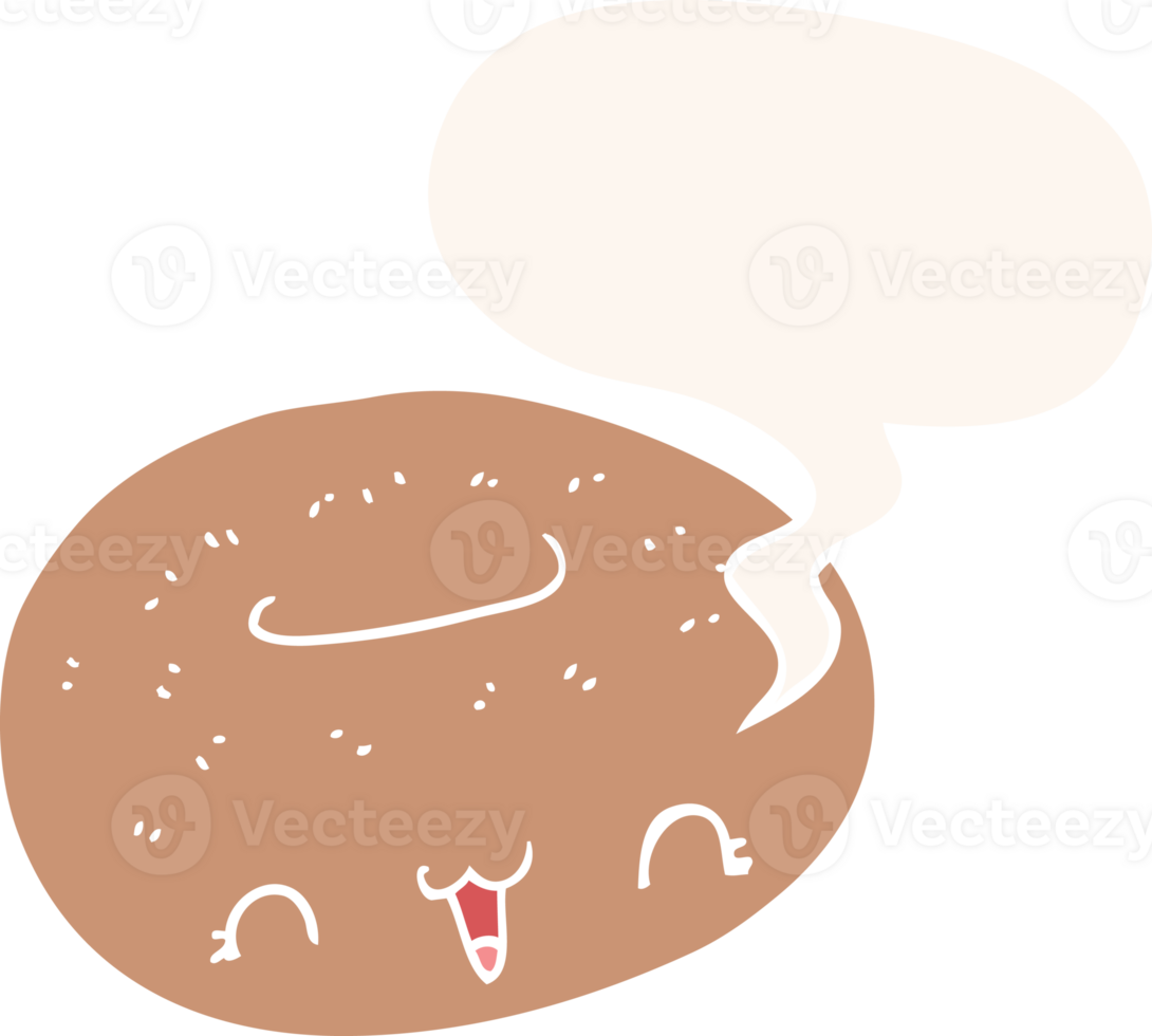 cute cartoon donut with speech bubble in retro style png