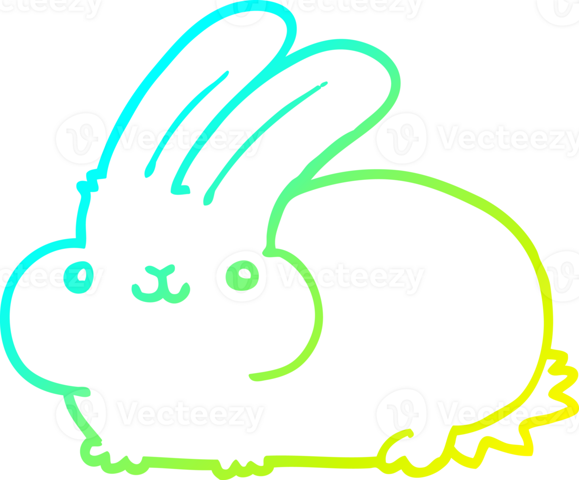 cold gradient line drawing of a cartoon rabbit png