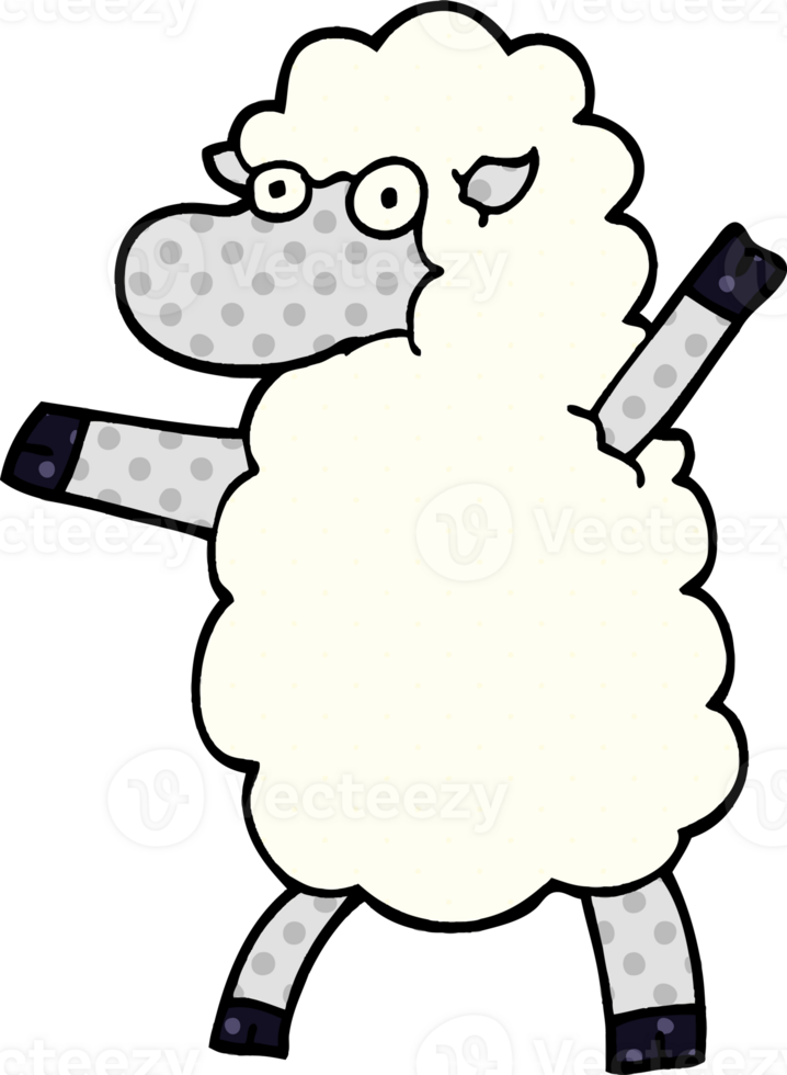 cartoon doodle sheep standing upright png
