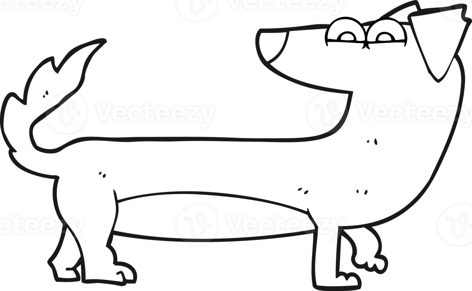 hand drawn black and white cartoon dog png