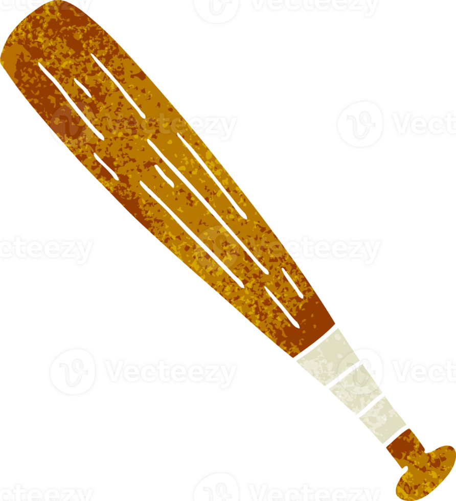 hand drawn retro cartoon doodle of a baseball bat png
