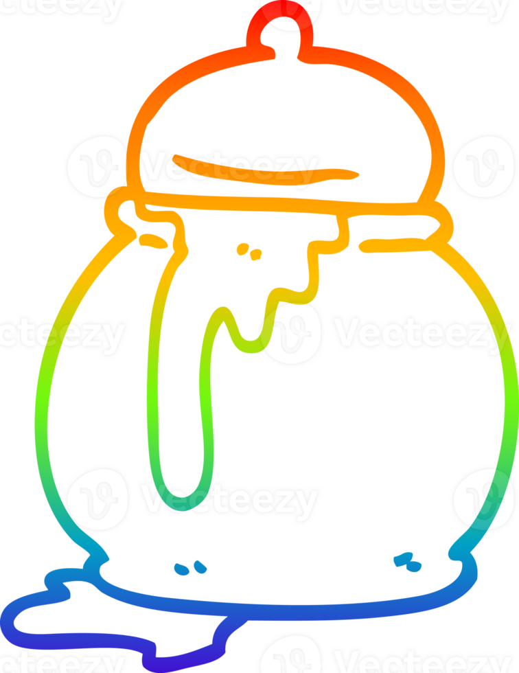 rainbow gradient line drawing of a cartoon honey pot png