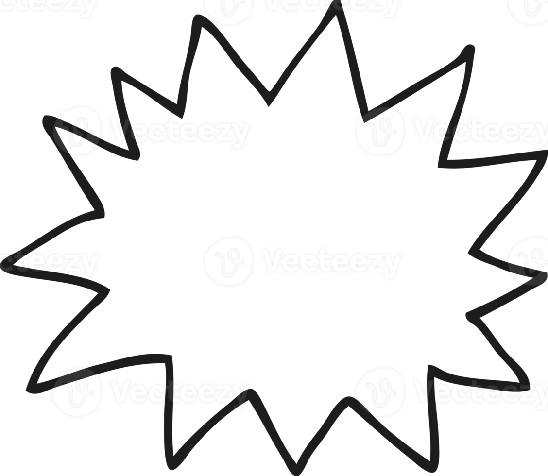 hand drawn black and white cartoon simple explosion symbol png
