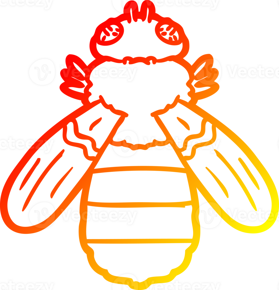 warm gradient line drawing of a cartoon bee png