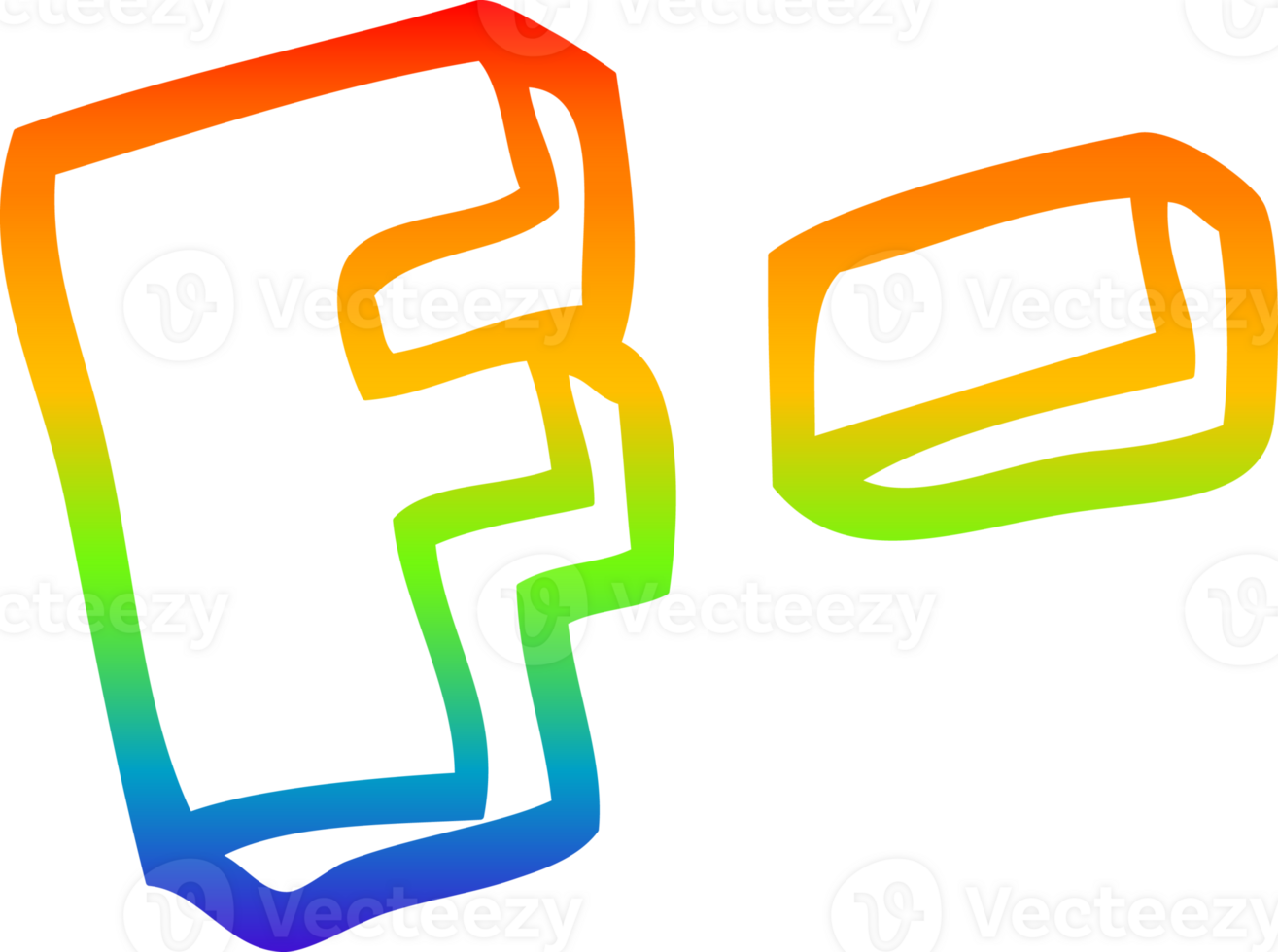 rainbow gradient line drawing of a cartoon letter grades png