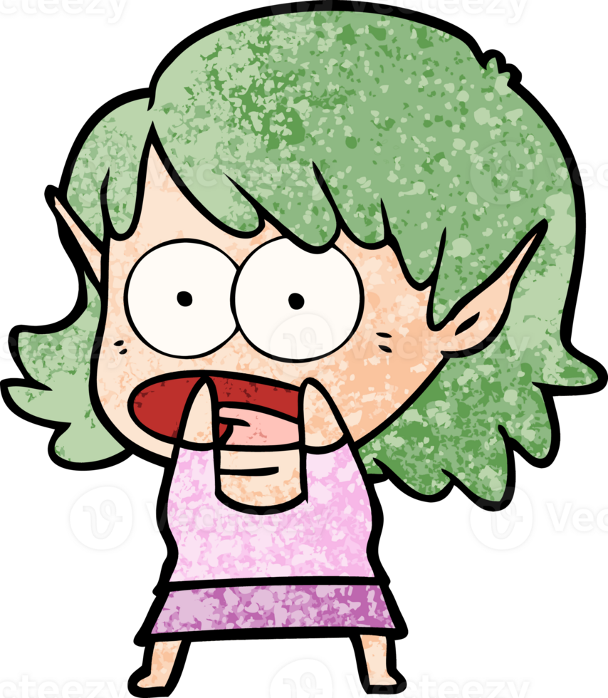cartoon shocked elf girl png