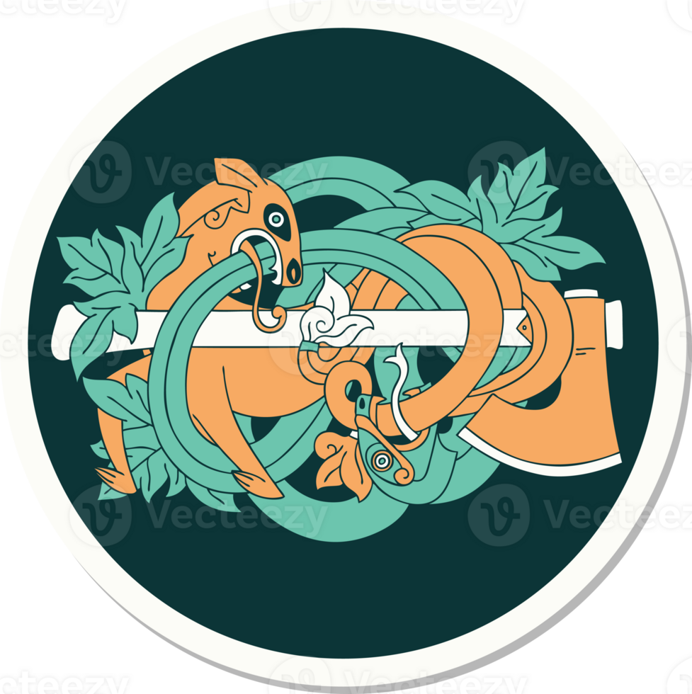 sticker of tattoo in traditional style of medieval carving png