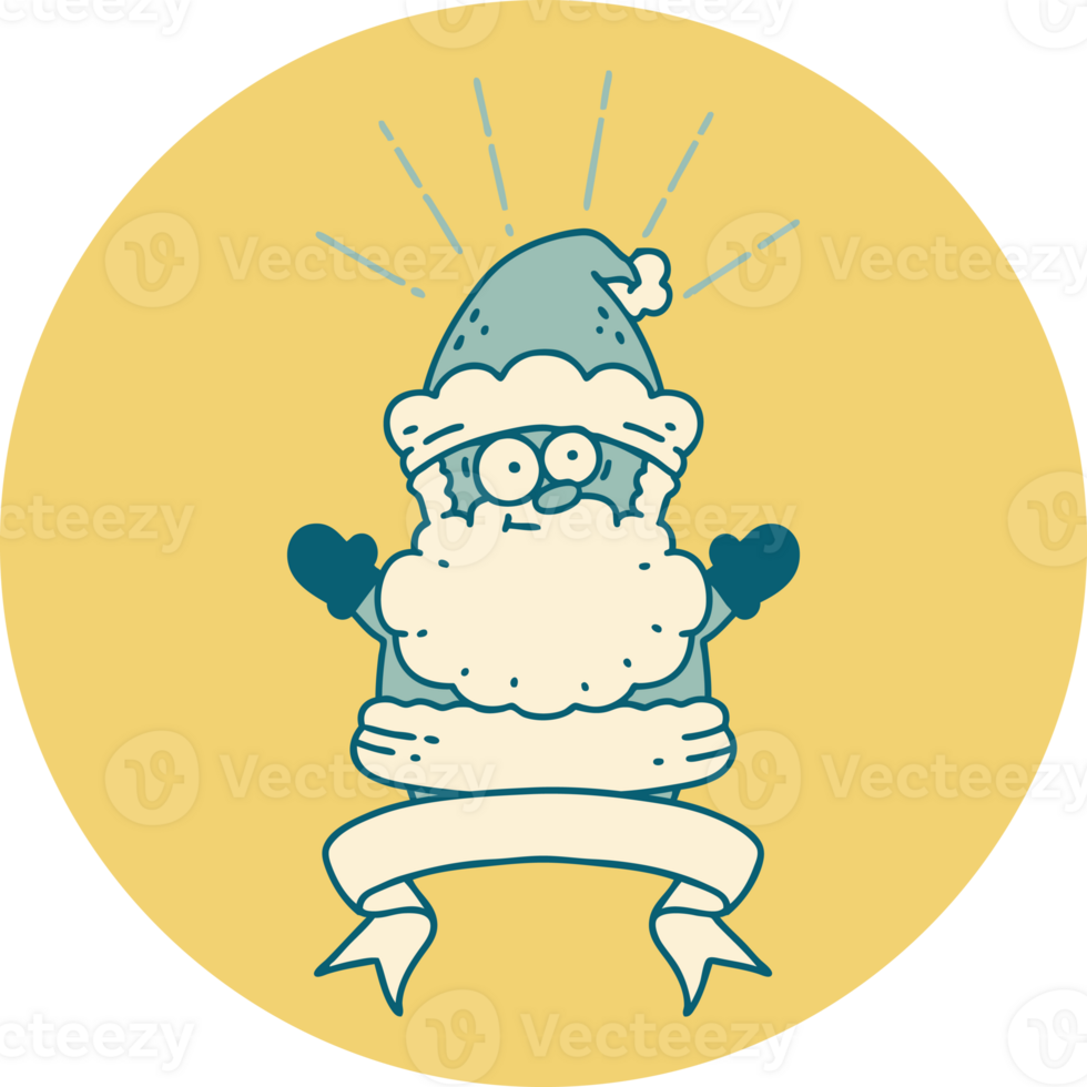 icon of a tattoo style santa claus christmas character png