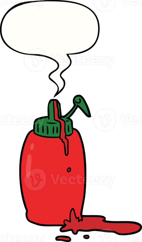 cartoon tomato ketchup bottle with speech bubble png