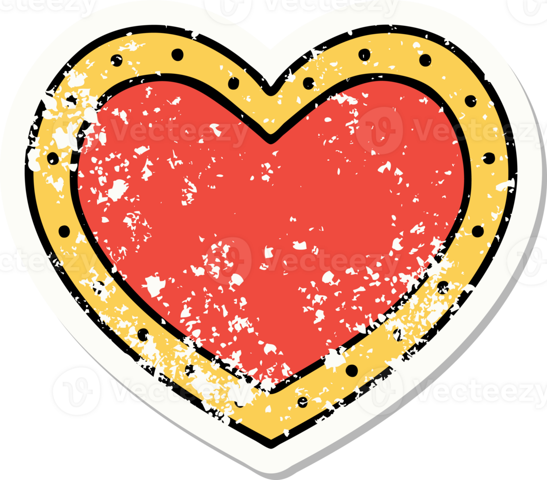 distressed sticker tattoo in traditional style of a heart png