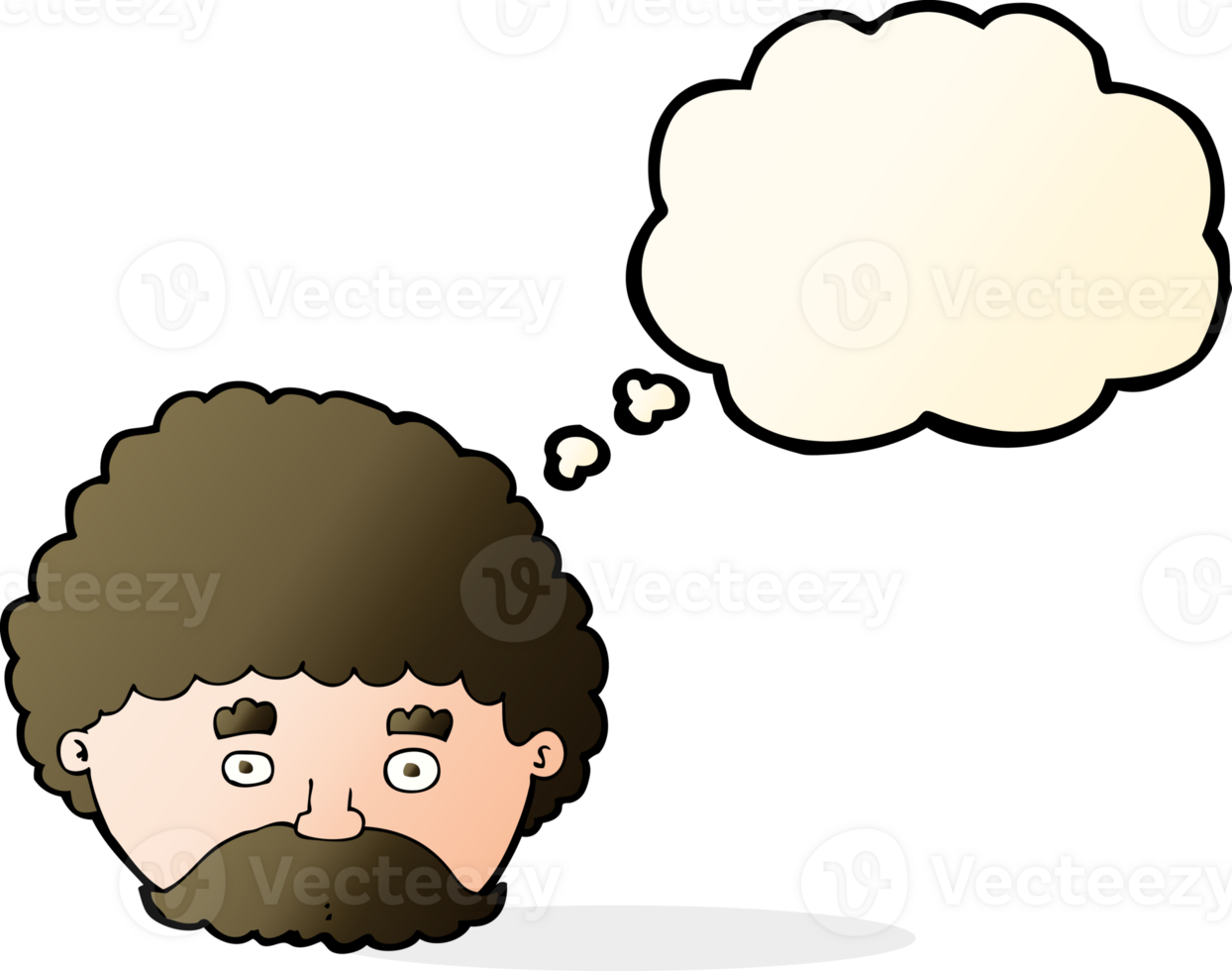 cartoon man with mustache with thought bubble png