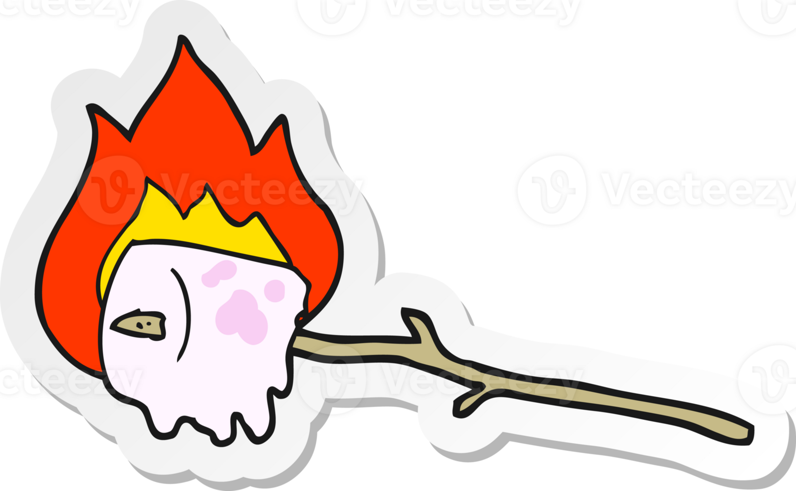 sticker of a cartoon burning marshmallow png