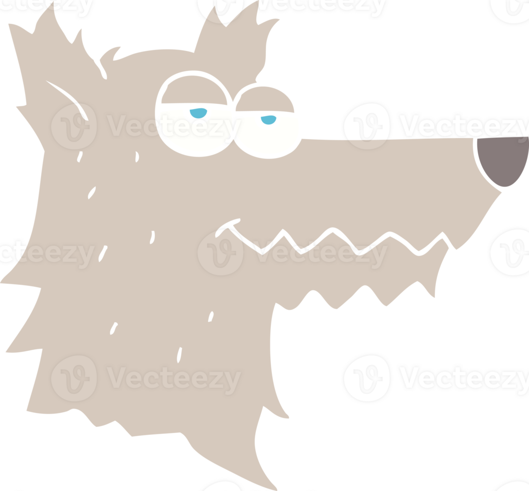 flat color illustration of wolf head png