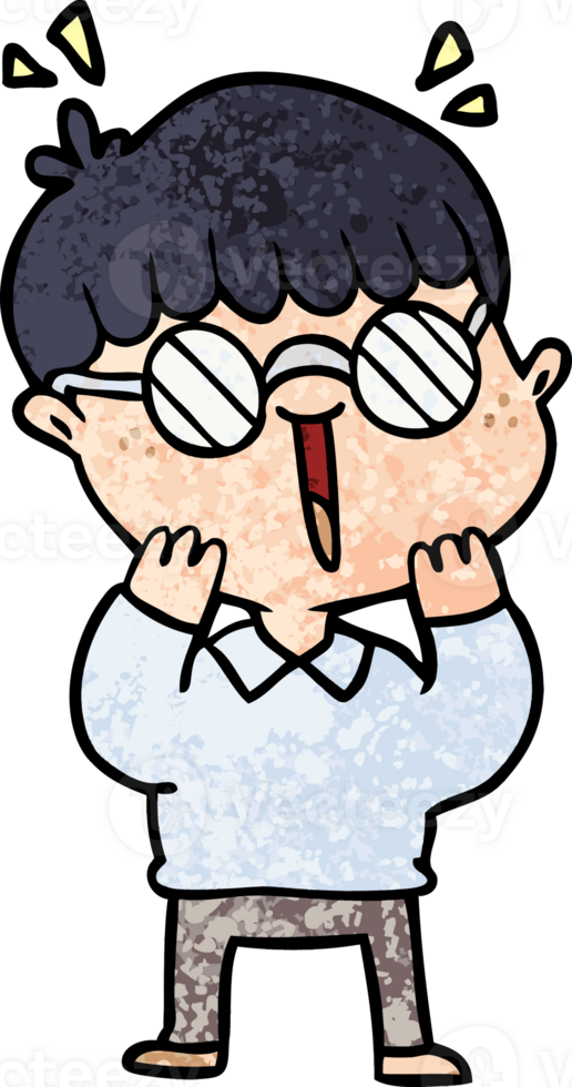 cartoon happy boy wearing spectacles png