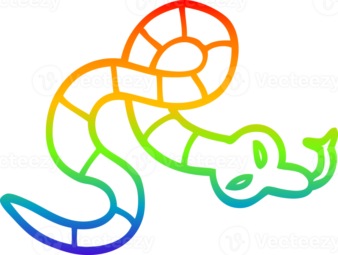 rainbow gradient line drawing of a cartoon poisonous snake png