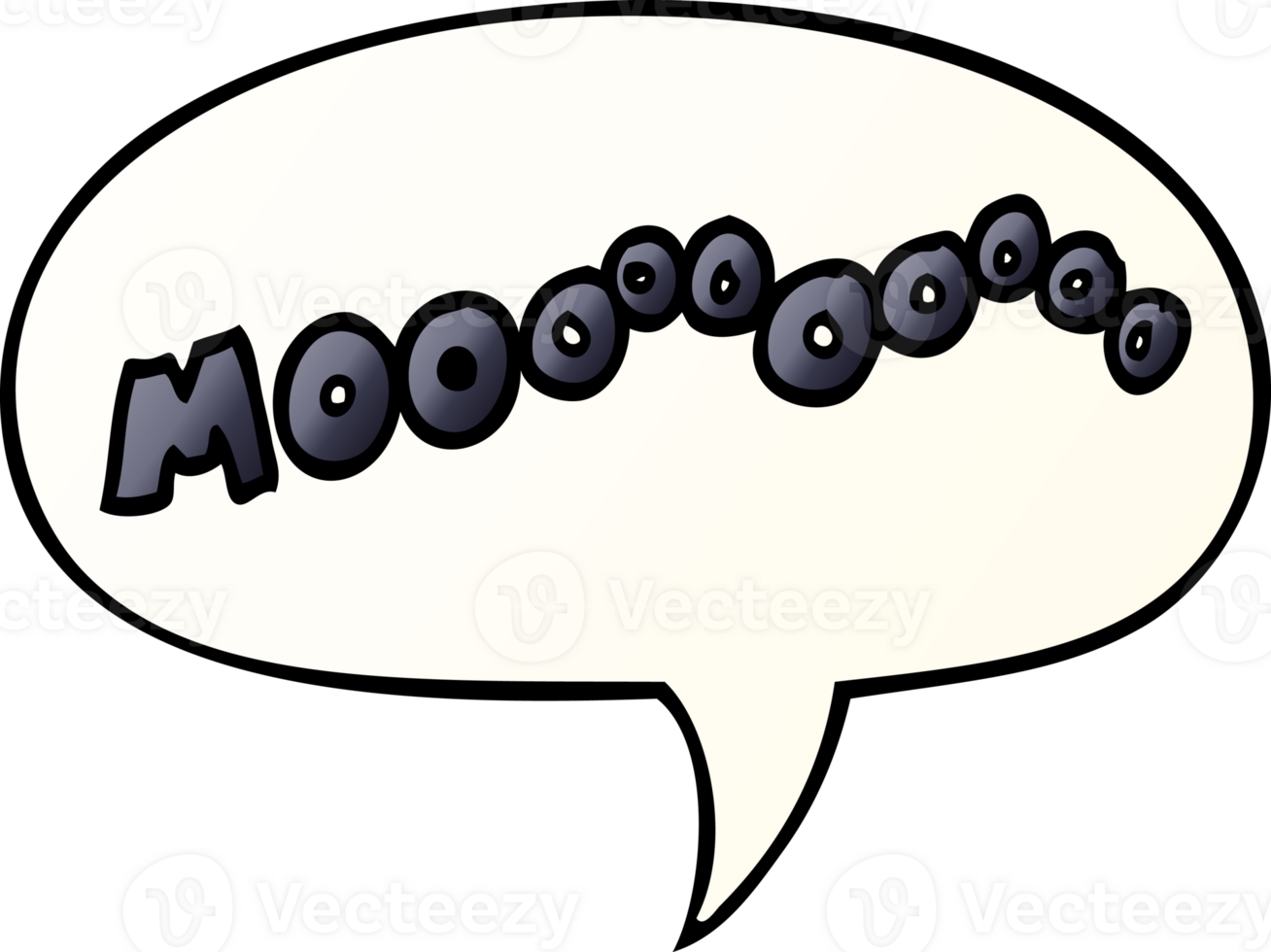 cartoon moo noise with speech bubble in smooth gradient style png