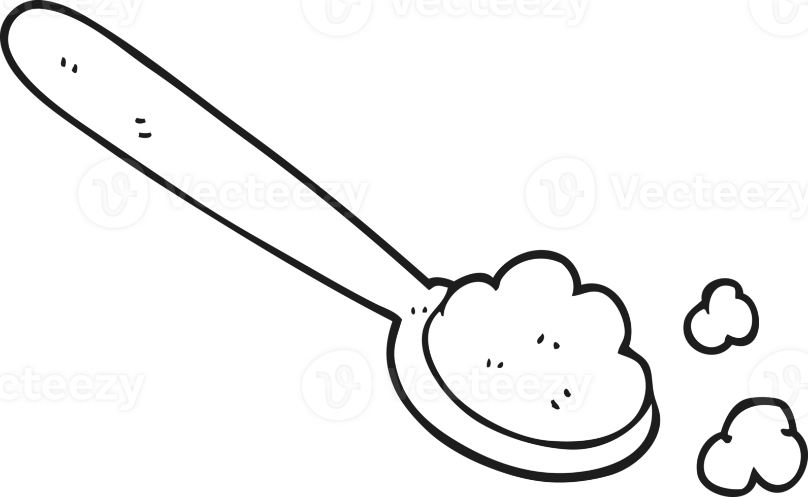 hand drawn black and white cartoon spoonful png