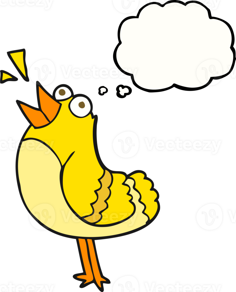 hand drawn thought bubble cartoon bird png