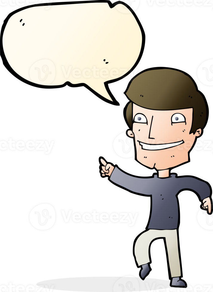 cartoon happy man pointing with speech bubble png