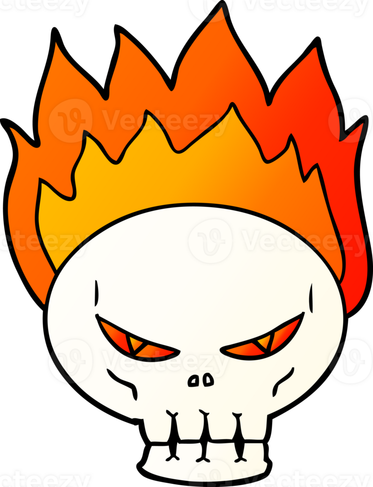 cartoon flaming skull png