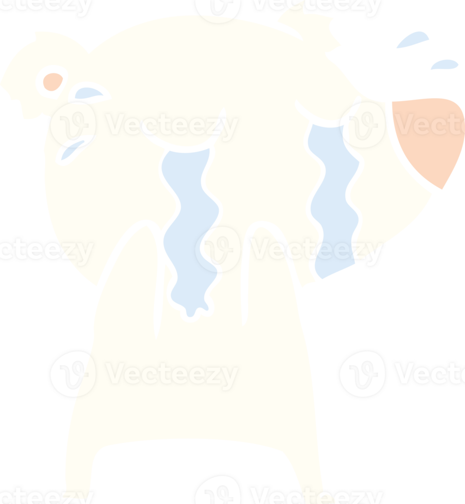 flat color style cartoon crying polar bear png