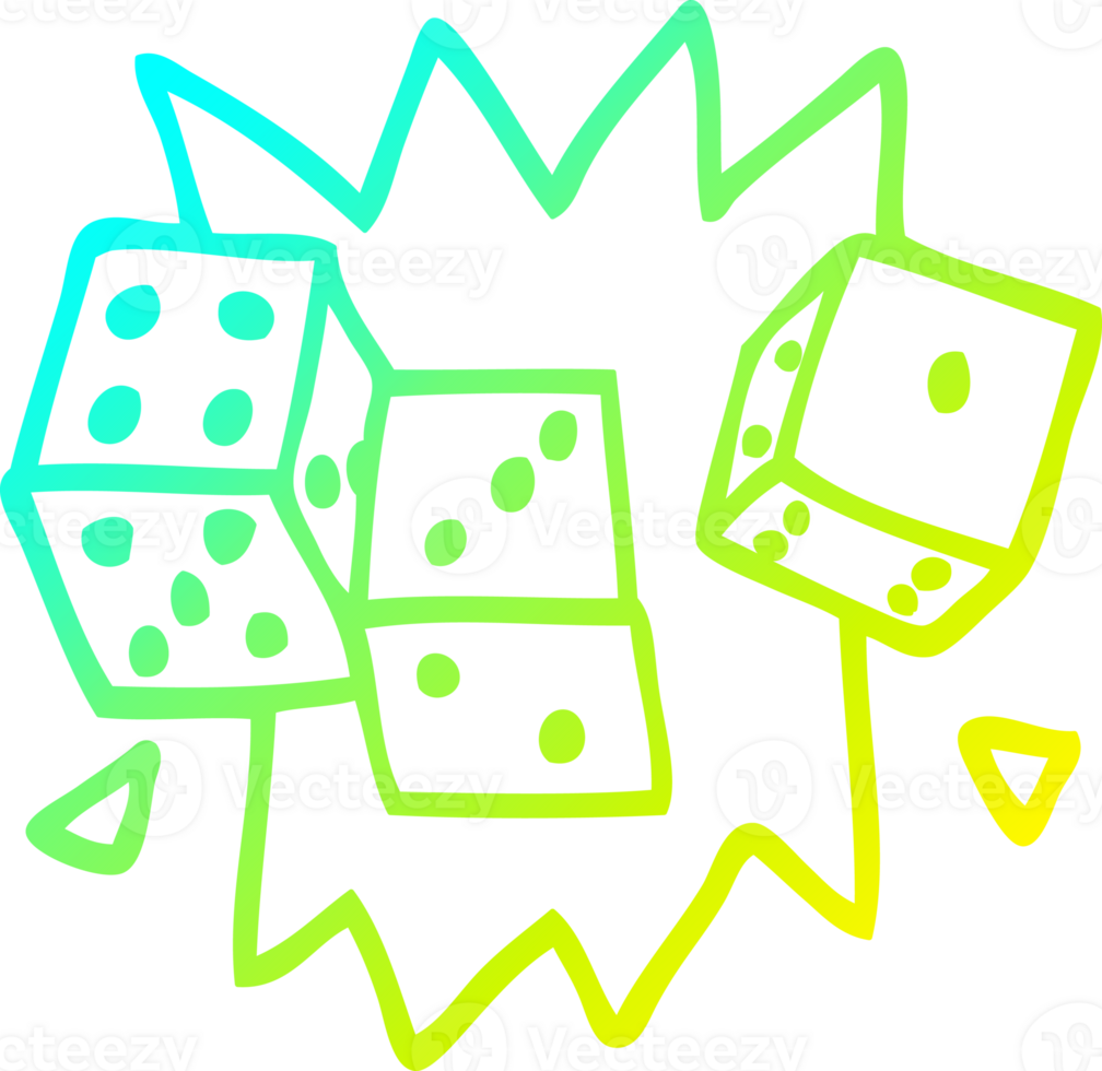 cold gradient line drawing of a cartoon lucky dice png