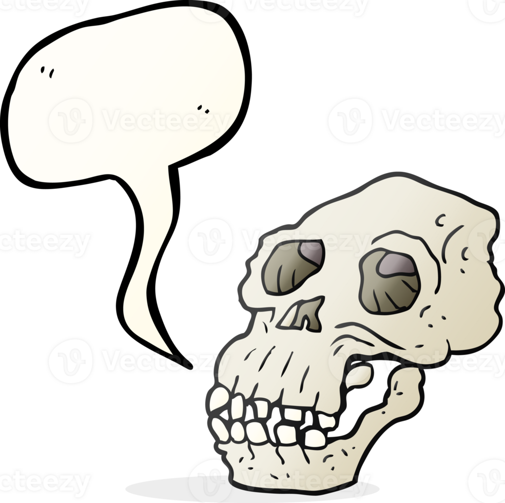 hand drawn speech bubble cartoon ancient skull png