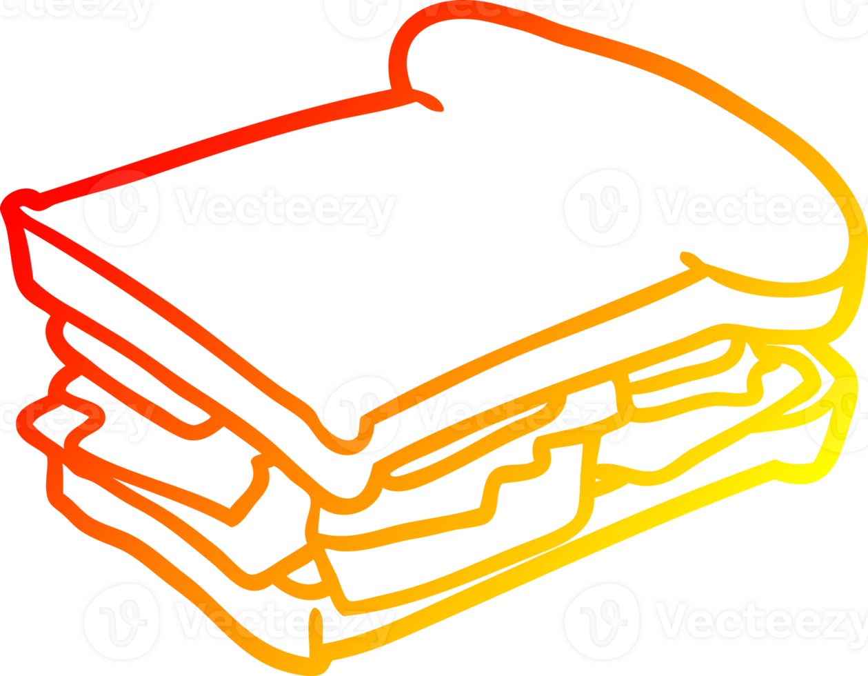 warm gradient line drawing of a ham cheese tomato sandwich png
