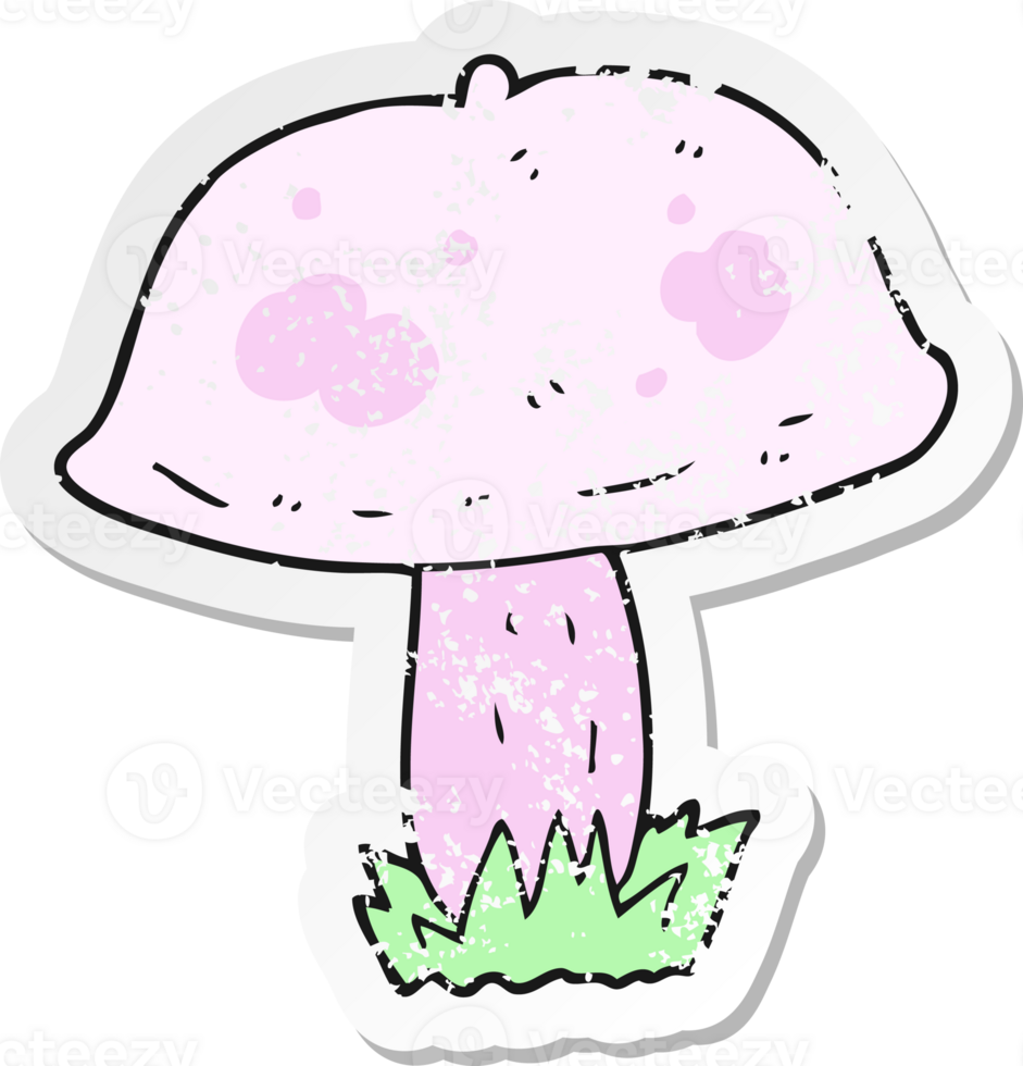 retro distressed sticker of a cartoon mushroom png