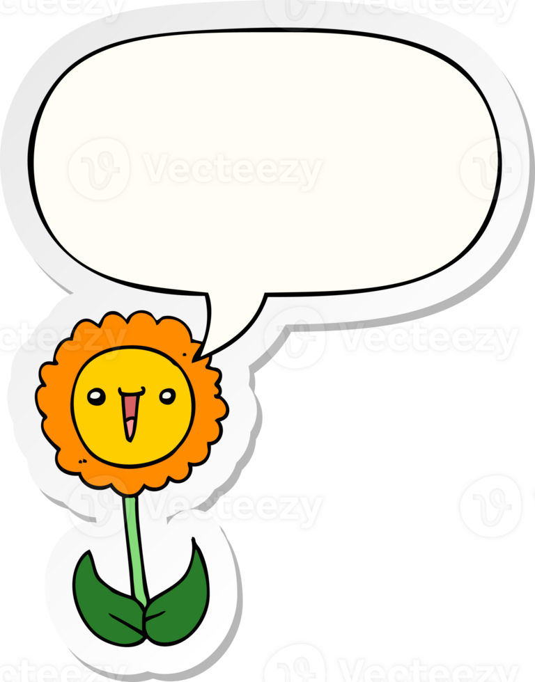 cartoon flower with speech bubble sticker png