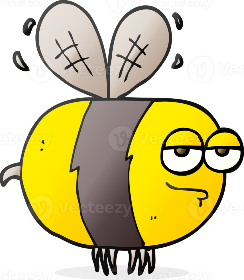 hand drawn cartoon unhappy bee png