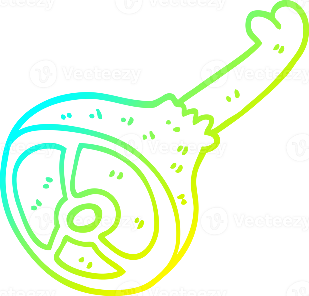 cold gradient line drawing of a cartoon well cooked meat png