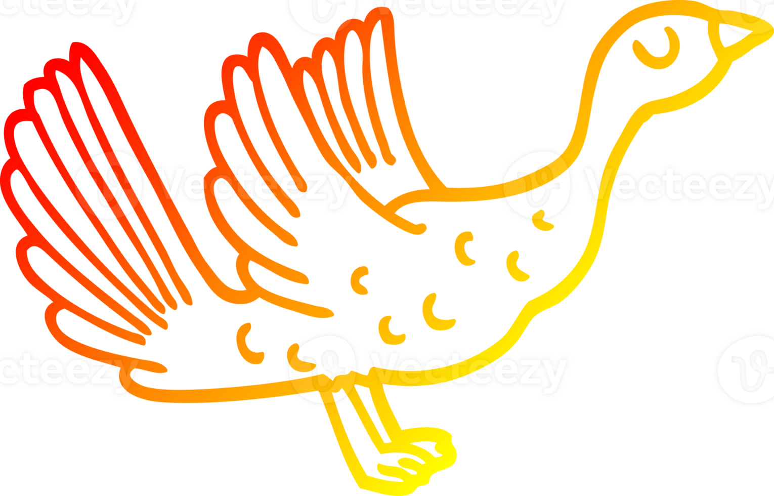 warm gradient line drawing of a cartoon goose png
