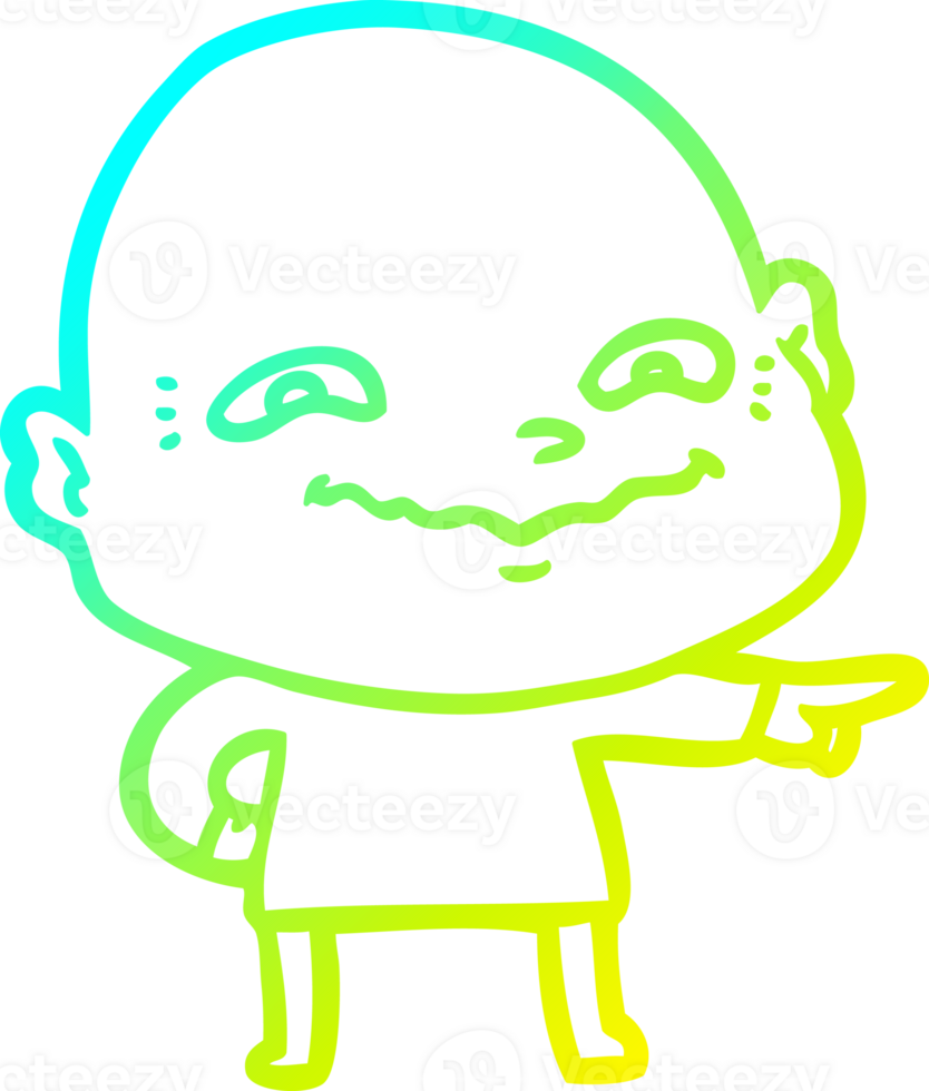 cold gradient line drawing of a cartoon creepy guy png