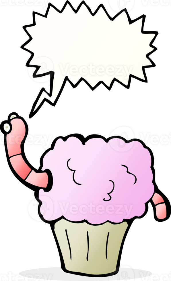 cartoon worm in cupcake with speech bubble png