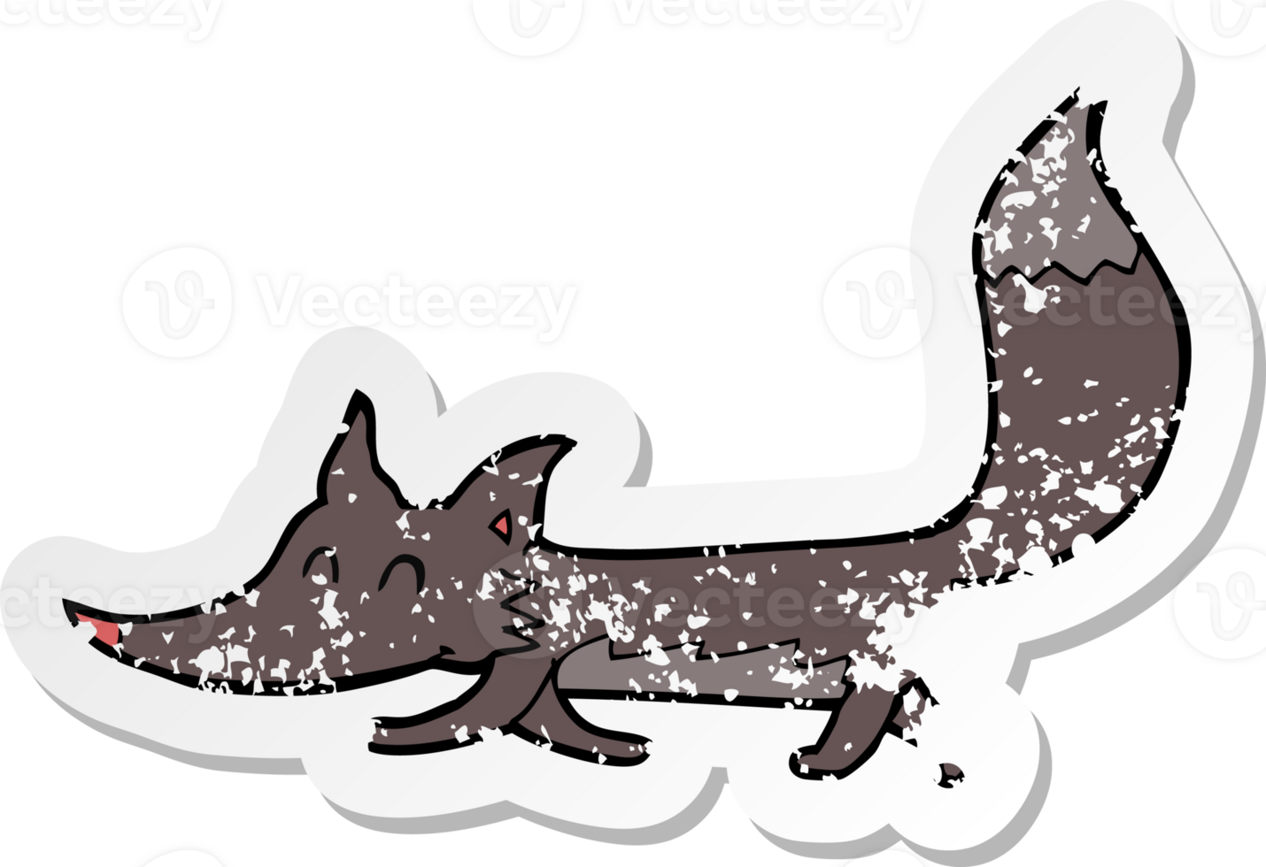 retro distressed sticker of a cartoon little wolf png
