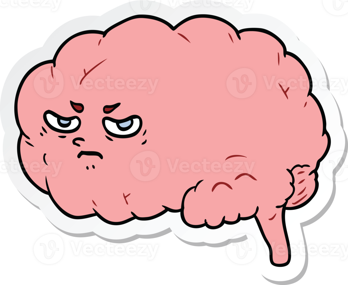 sticker of a cartoon angry brain png
