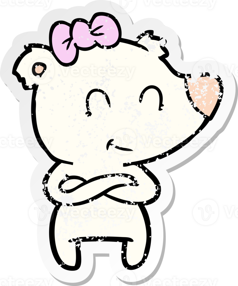 distressed sticker of a female polar bear cartoon png