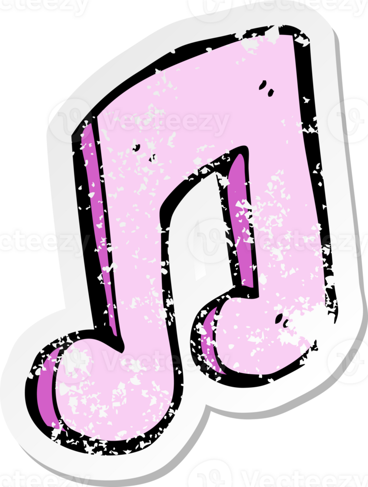 retro distressed sticker of a cartoon musical note png