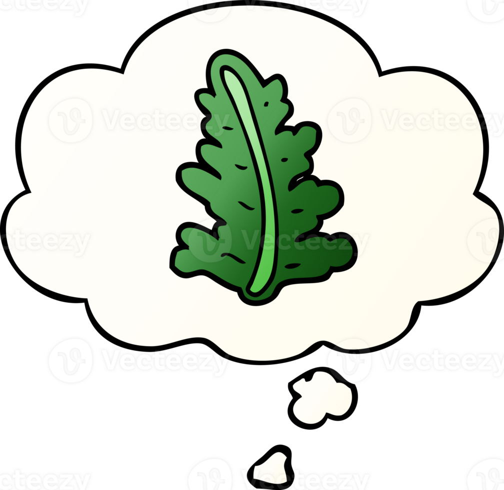 cartoon leaf with thought bubble in smooth gradient style png