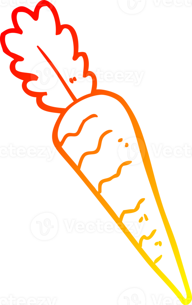 warm gradient line drawing of a cartoon carrot png