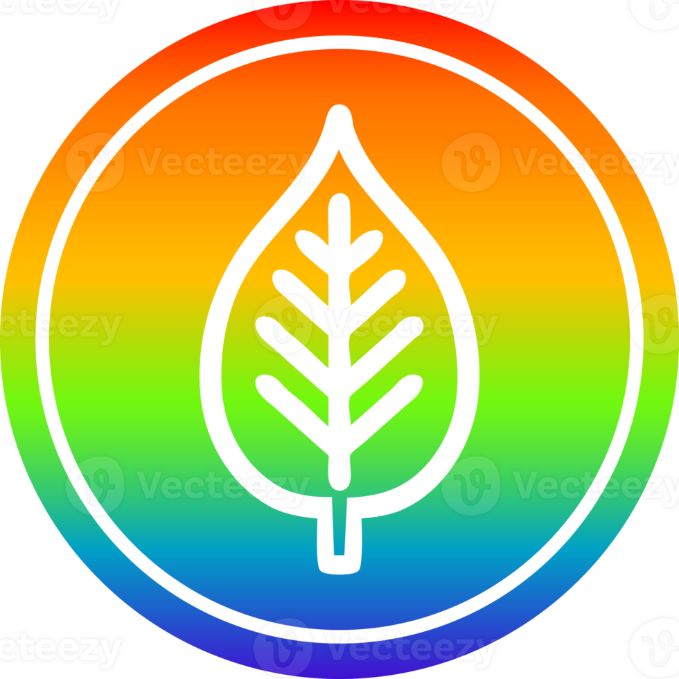 natural leaf circular icon with rainbow gradient finish png