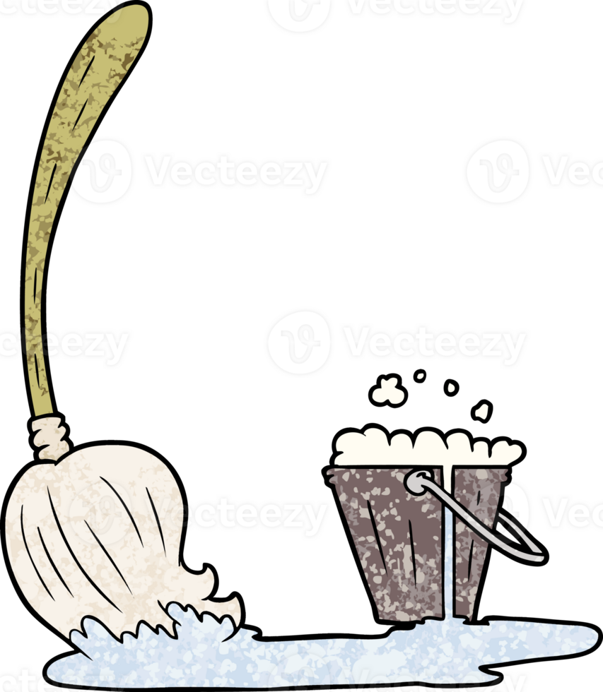 cartoon mop and bucket png