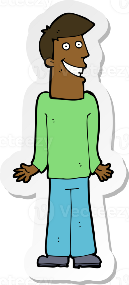 sticker of a cartoon man shrugging shoulders png