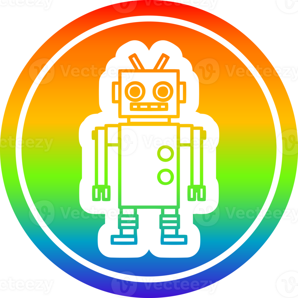 dancing robot circular icon with rainbow gradient finish png