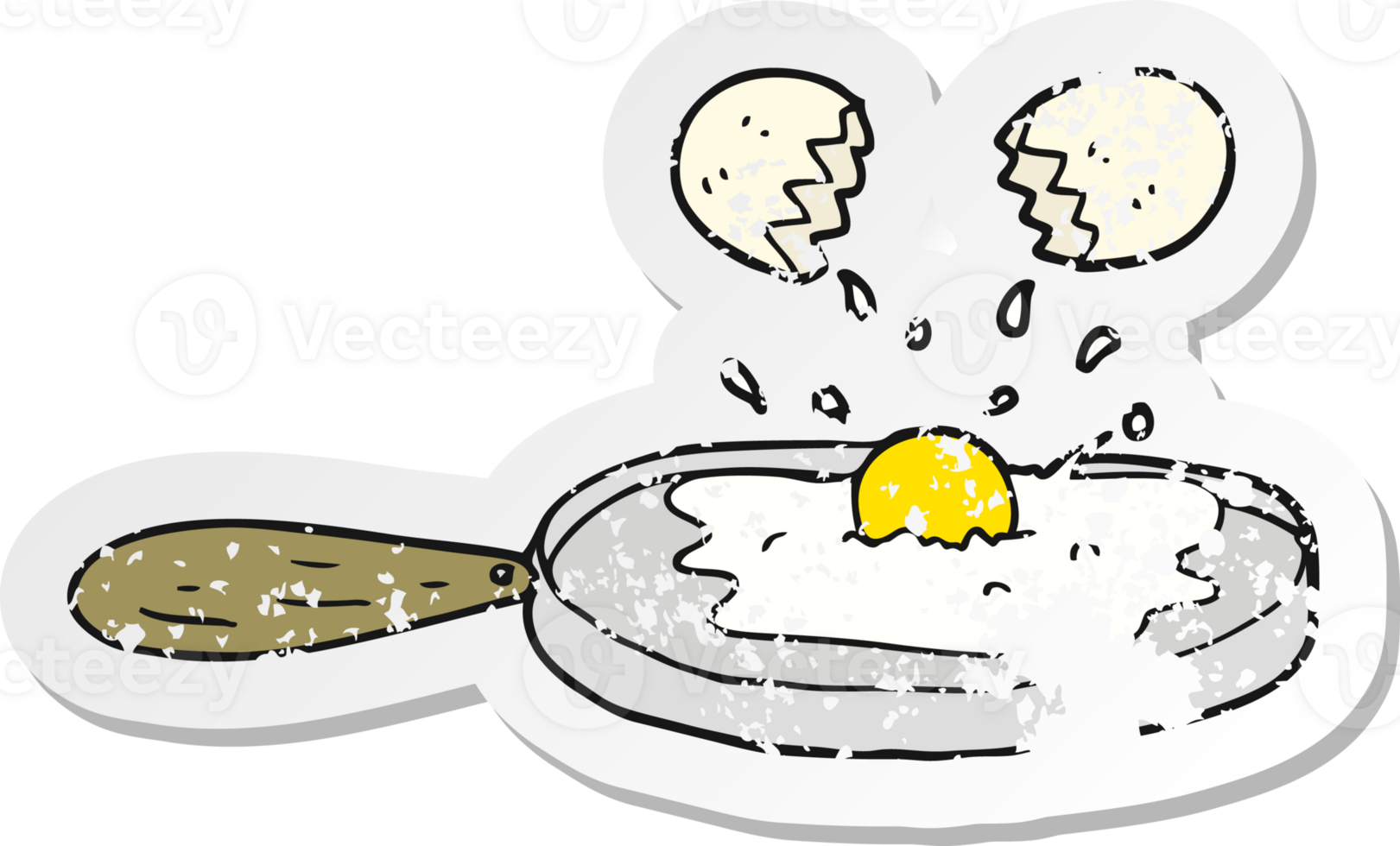 retro distressed sticker of a frying cartoon egg png
