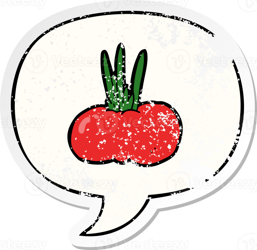 cartoon vegetable with speech bubble distressed distressed old sticker png
