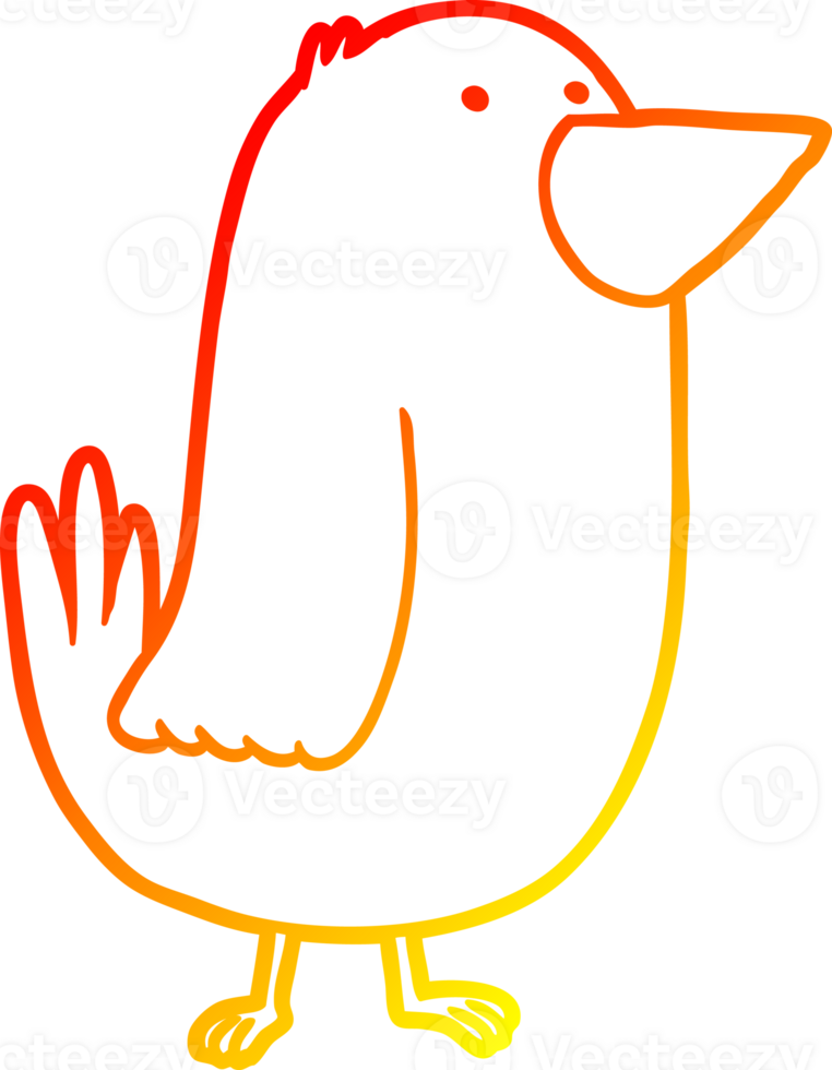 warm gradient line drawing of a cartoon bird png