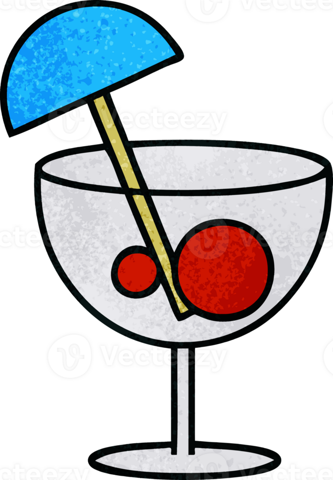 rétro grunge texture dessin animé de une fantaisie cocktail png